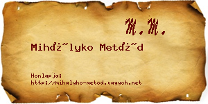 Mihályko Metód névjegykártya