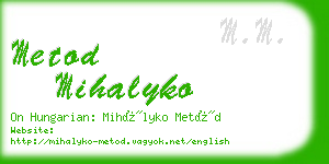 metod mihalyko business card